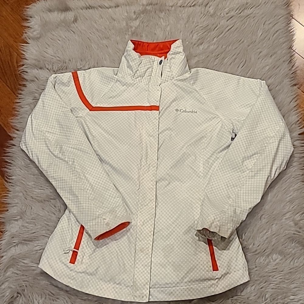 Columbia womens white, bright red and‎ gray interchange winter jacket size small